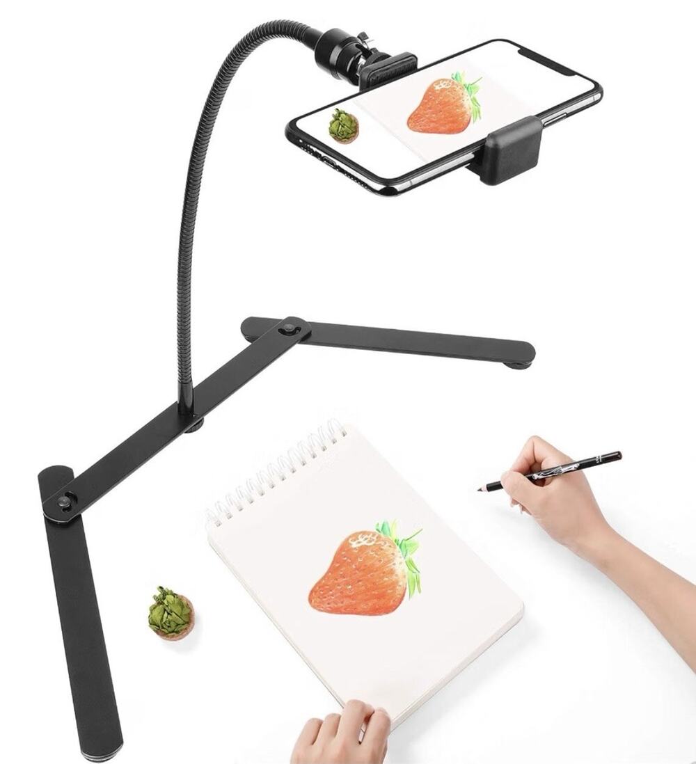15” Foldable Gooseneck Phone Stand Overhead Mount for iPhone & Android